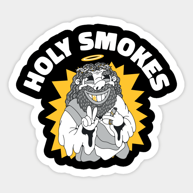 Holy Smokes Funny Jesus Gift Sticker by CatRobot